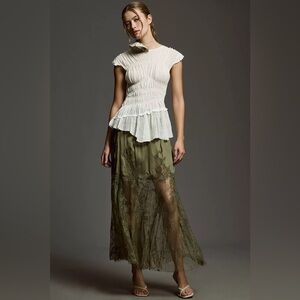 Elegant Olive Green Lace skirt